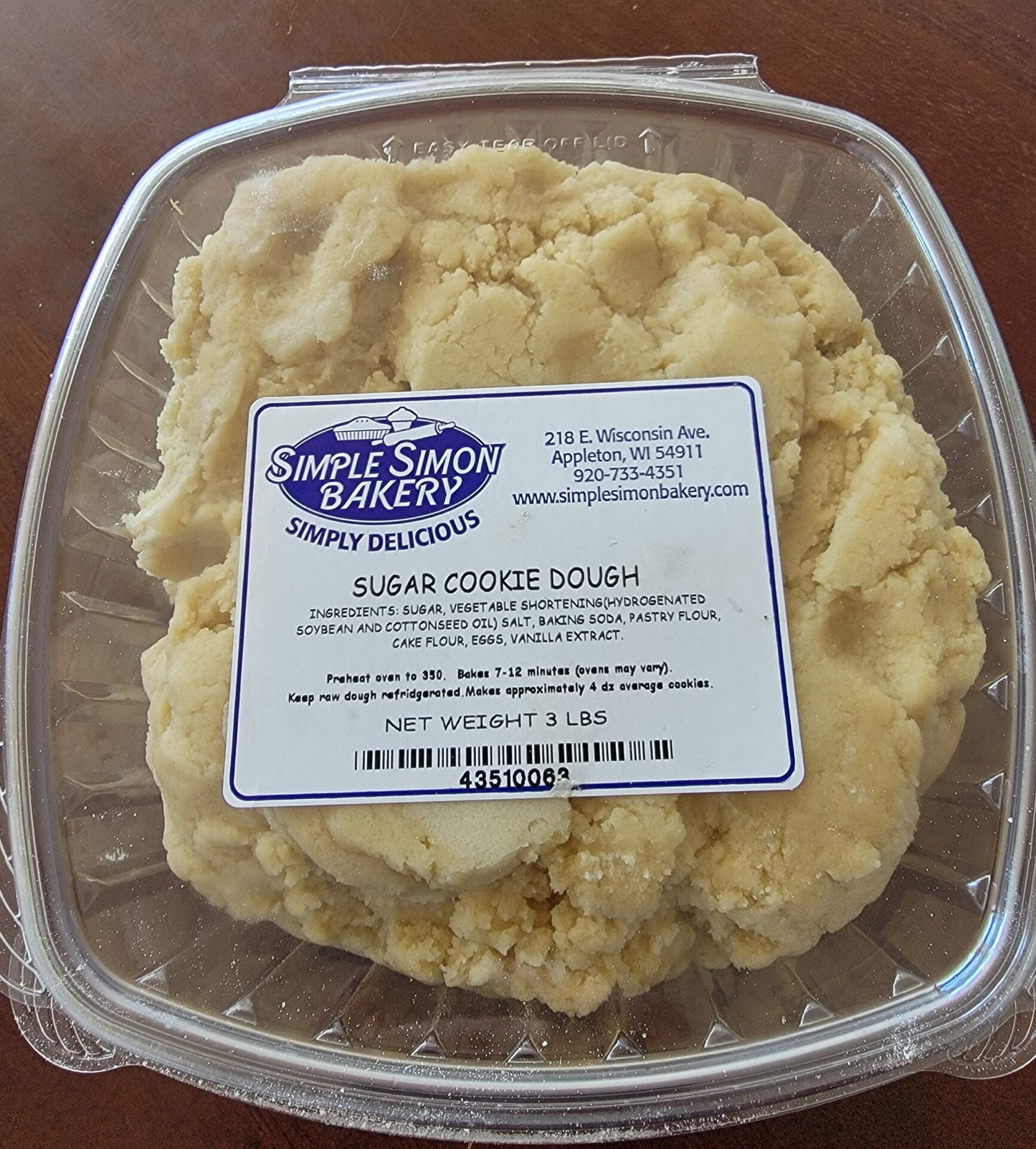Sugar Cookie Dough (3 pounds) (fundraiser)