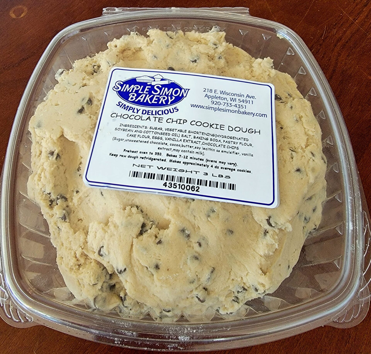 Chocolate Chip Cookie Dough - 3 lbs (Fundraiser)
